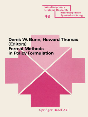 cover image of Formal Methods in Policy Formulation